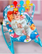 MalPlay Balansoar multifunctional pentru copii Blue Lion prevazut cu sunete si vibratii dimensiune 64 x 46 x 65 cm