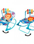 MalPlay Balansoar multifunctional pentru copii Blue Lion prevazut cu sunete si vibratii dimensiune 64 x 46 x 65 cm