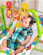 MalPlay Balansoar multifunctional pentru copii cu Muzica Vibratii bara detasabila cu 3 jucarii suspendate Scaunel rabatabil in 2 pozitii Husa detasabila Green