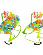 MalPlay Balansoar multifunctional pentru copii cu Muzica Vibratii bara detasabila cu 3 jucarii suspendate Scaunel rabatabil in 2 pozitii Husa detasabila Green