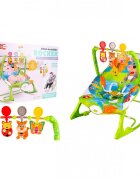 MalPlay Balansoar multifunctional pentru copii cu Muzica Vibratii bara detasabila cu 3 jucarii suspendate Scaunel rabatabil in 2 pozitii Husa detasabila Green