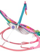 MalPlay Balansoar multifunctional pliabil cu vibratii spatar reglabil in 2 trepte si bara de jucarii detasabila Pink Monkey