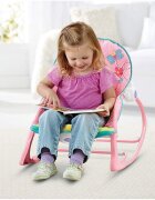 MalPlay Balansoar multifunctional pliabil cu vibratii spatar reglabil in 2 trepte si bara de jucarii detasabila Pink Monkey