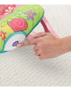 MalPlay Balansoar multifunctional pliabil cu vibratii spatar reglabil in 2 trepte si bara de jucarii detasabila Pink Monkey