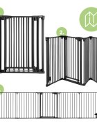 MalPlay Bariera de siguranta modulara pentru copii Black 87-340 cm inaltime 75 cm inchidere automata functie tarc de joaca