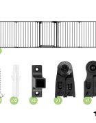 MalPlay Bariera de siguranta modulara pentru copii Black 87-340 cm inaltime 75 cm inchidere automata functie tarc de joaca