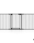 MalPlay Bariera de siguranta modulara pentru copii Black 87-340 cm inaltime 75 cm inchidere automata functie tarc de joaca