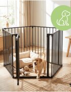 MalPlay Bariera de siguranta modulara pentru copii Black 87-340 cm inaltime 75 cm inchidere automata functie tarc de joaca