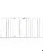 MalPlay Bariera de siguranta modulara pentru copii White 87-340 cm inaltime 75 cm inchidere automata functie tarc de joaca