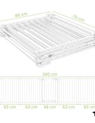 MalPlay Bariera de siguranta modulara pentru copii White 87-340 cm inaltime 75 cm inchidere automata functie tarc de joaca