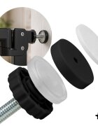 MalPlay Bariera de siguranta pentru copii Black BabyProtect 75-110 cm montaj prin presiune fara gaurire inchidere automata protectie dubla include 2 extensii de 14 cm