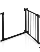 MalPlay Bariera de siguranta pentru copii Black BabyProtect 75-110 cm montaj prin presiune fara gaurire inchidere automata protectie dubla include 2 extensii de 14 cm