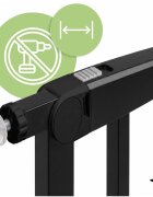 MalPlay Bariera de siguranta pentru copii Black BabyProtect 75-110 cm montaj prin presiune fara gaurire inchidere automata protectie dubla include 2 extensii de 14 cm