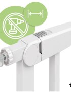 MalPlay Bariera de siguranta pentru copii White BabyProtect 75-110 cm montaj prin presiune fara gaurire inchidere automata protectie dubla include 2 extensii de 14 cm