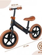 MalPlay Bicicleta de echilibru fara pedale cu Ghidonul si Saua ergonomica reglabile in inaltime roti de 12 inch din spuma EVA si manere anti-alunecare BlackBrown