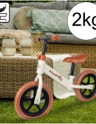 MalPlay Bicicleta de echilibru fara pedale cu Ghidonul si Saua ergonomica reglabile in inaltime roti de 12 inch din spuma EVA si manere anti-alunecare WhiteBrown