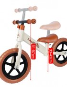 MalPlay Bicicleta de echilibru fara pedale cu Ghidonul si Saua ergonomica reglabile in inaltime roti de 12 inch din spuma EVA si manere anti-alunecare WhiteBrown