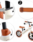 MalPlay Bicicleta de echilibru fara pedale cu Ghidonul si Saua ergonomica reglabile in inaltime roti de 12 inch din spuma EVA si manere anti-alunecare WhiteBrown