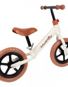MalPlay Bicicleta de echilibru fara pedale cu Ghidonul si Saua ergonomica reglabile in inaltime roti de 12 inch din spuma EVA si manere anti-alunecare WhiteBrown