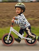 MalPlay Bicicleta de echilibru fara pedale cu Ghidonul si Saua ergonomica reglabile in inaltime roti de 12 inch din spuma EVA si manere anti-alunecare WhiteBrown