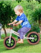 MalPlay Bicicleta de echilibru fara pedale cu Ghidonul si Saua ergonomica reglabile in inaltime roti de 12 inch din spuma EVA si manere anti-alunecare WhiteBrown
