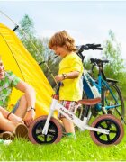 MalPlay Bicicleta de echilibru fara pedale cu Ghidonul si Saua ergonomica reglabile in inaltime roti de 12 inch din spuma EVA si manere anti-alunecare WhiteBrown