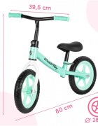 MalPlay Bicicleta de echilibru fara pedale pentru copii Fliki TurquoiseWhite 12 inch roti spuma EVA cu saua si ghidonul reglabile