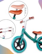 MalPlay Bicicleta fara pedale cu roti de 12 inch din spuma EVA cu scaun si ghidon reglabile in inaltime Push Sport Albastru inaltime sezut 29-34 cm de la 3 ani inaltime recomandata 80-108 cm