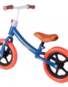 MalPlay Bicicleta fara pedale cu roti de 12 inch din spuma EVA cu scaun si ghidon reglabile in inaltime Push Sport AlbastruRosu inaltime sezut 29-34 cm de la 3 ani inaltime recomandata 80-108 cm AlbastruRosu