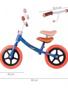 MalPlay Bicicleta fara pedale cu roti de 12 inch din spuma EVA cu scaun si ghidon reglabile in inaltime Push Sport AlbastruRosu inaltime sezut 29-34 cm de la 3 ani inaltime recomandata 80-108 cm AlbastruRosu