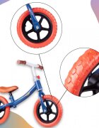 MalPlay Bicicleta fara pedale cu roti de 12 inch din spuma EVA cu scaun si ghidon reglabile in inaltime Push Sport AlbastruRosu inaltime sezut 29-34 cm de la 3 ani inaltime recomandata 80-108 cm AlbastruRosu