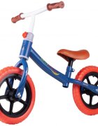 MalPlay Bicicleta fara pedale cu roti de 12 inch din spuma EVA cu scaun si ghidon reglabile in inaltime Push Sport AlbastruRosu inaltime sezut 29-34 cm de la 3 ani inaltime recomandata 80-108 cm AlbastruRosu