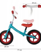 MalPlay Bicicleta fara pedale cu roti de 12 inch din spuma EVA cu scaun si ghidon reglabile in inaltime Push Sport Bicolor inaltime sezut 29-34 cm de la 3 ani inaltime recomandata 80-108 cm