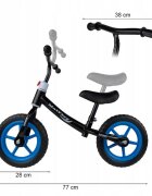 MalPlay Bicicleta fara pedale cu roti de 12 inch din spuma EVA cu scaun si ghidon reglabile in inaltime Push Sport Blue inaltime sezut 29-34 cm de la 3 ani inaltime recomandata 80-108 cm