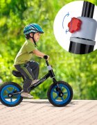 MalPlay Bicicleta fara pedale cu roti de 12 inch din spuma EVA cu scaun si ghidon reglabile in inaltime Push Sport Blue inaltime sezut 29-34 cm de la 3 ani inaltime recomandata 80-108 cm