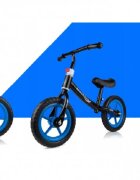 MalPlay Bicicleta fara pedale cu roti de 12 inch din spuma EVA cu scaun si ghidon reglabile in inaltime Push Sport Blue inaltime sezut 29-34 cm de la 3 ani inaltime recomandata 80-108 cm