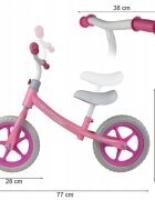 MalPlay Bicicleta fara pedale cu roti de 12 inch din spuma EVA cu scaun si ghidon reglabile in inaltime Push Sport Roz inaltime sezut 29-34 cm de la 3 ani inaltime recomandata 80-108 cm