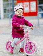 MalPlay Bicicleta fara pedale cu roti de 12 inch din spuma EVA cu scaun si ghidon reglabile in inaltime Push Sport Roz inaltime sezut 29-34 cm de la 3 ani inaltime recomandata 80-108 cm