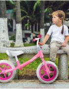 MalPlay Bicicleta fara pedale cu roti de 12 inch din spuma EVA cu scaun si ghidon reglabile in inaltime Push Sport Roz inaltime sezut 29-34 cm de la 3 ani inaltime recomandata 80-108 cm