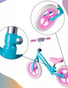 MalPlay Bicicleta fara pedale cu roti de 12 inch din spuma EVA cu scaun si ghidon reglabile in inaltime Push Sport RozAlbastru inaltime sezut 29-34 cm de la 3 ani inaltime recomandata 80-108 cm