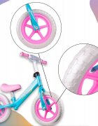 MalPlay Bicicleta fara pedale cu roti de 12 inch din spuma EVA cu scaun si ghidon reglabile in inaltime Push Sport RozAlbastru inaltime sezut 29-34 cm de la 3 ani inaltime recomandata 80-108 cm