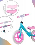 MalPlay Bicicleta fara pedale cu roti de 12 inch din spuma EVA cu scaun si ghidon reglabile in inaltime Push Sport RozAlbastru inaltime sezut 29-34 cm de la 3 ani inaltime recomandata 80-108 cm
