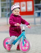 MalPlay Bicicleta fara pedale cu roti de 12 inch din spuma EVA cu scaun si ghidon reglabile in inaltime Push Sport RozAlbastru inaltime sezut 29-34 cm de la 3 ani inaltime recomandata 80-108 cm