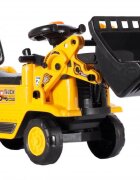 MalPlay Buldozer copii fara pedale Under Construction Galben prevazut cu cheie cupa mobila spatiu depozitare sub scaun greutatea maxima suportata 27 kg