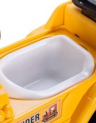 MalPlay Buldozer copii fara pedale Under Construction Galben prevazut cu cheie cupa mobila spatiu depozitare sub scaun greutatea maxima suportata 27 kg