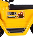 MalPlay Buldozer copii fara pedale Under Construction Galben prevazut cu cheie cupa mobila spatiu depozitare sub scaun greutatea maxima suportata 27 kg
