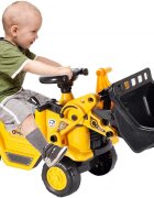 MalPlay Buldozer copii fara pedale Under Construction Galben prevazut cu cheie cupa mobila spatiu depozitare sub scaun greutatea maxima suportata 27 kg
