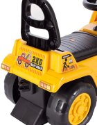 MalPlay Buldozer copii fara pedale Under Construction Galben prevazut cu cheie cupa mobila spatiu depozitare sub scaun greutatea maxima suportata 27 kg