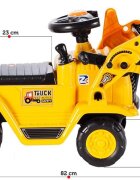 MalPlay Buldozer copii fara pedale Under Construction Galben prevazut cu cheie cupa mobila spatiu depozitare sub scaun greutatea maxima suportata 27 kg