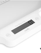 MalPlay Cantar electronic pentru bebelusi si copii White capacitate 30 kg rigleta 60 cm ecran LCD iluminat functii tara si hold dimensiuni produs 70 x 32 x 3 cm
